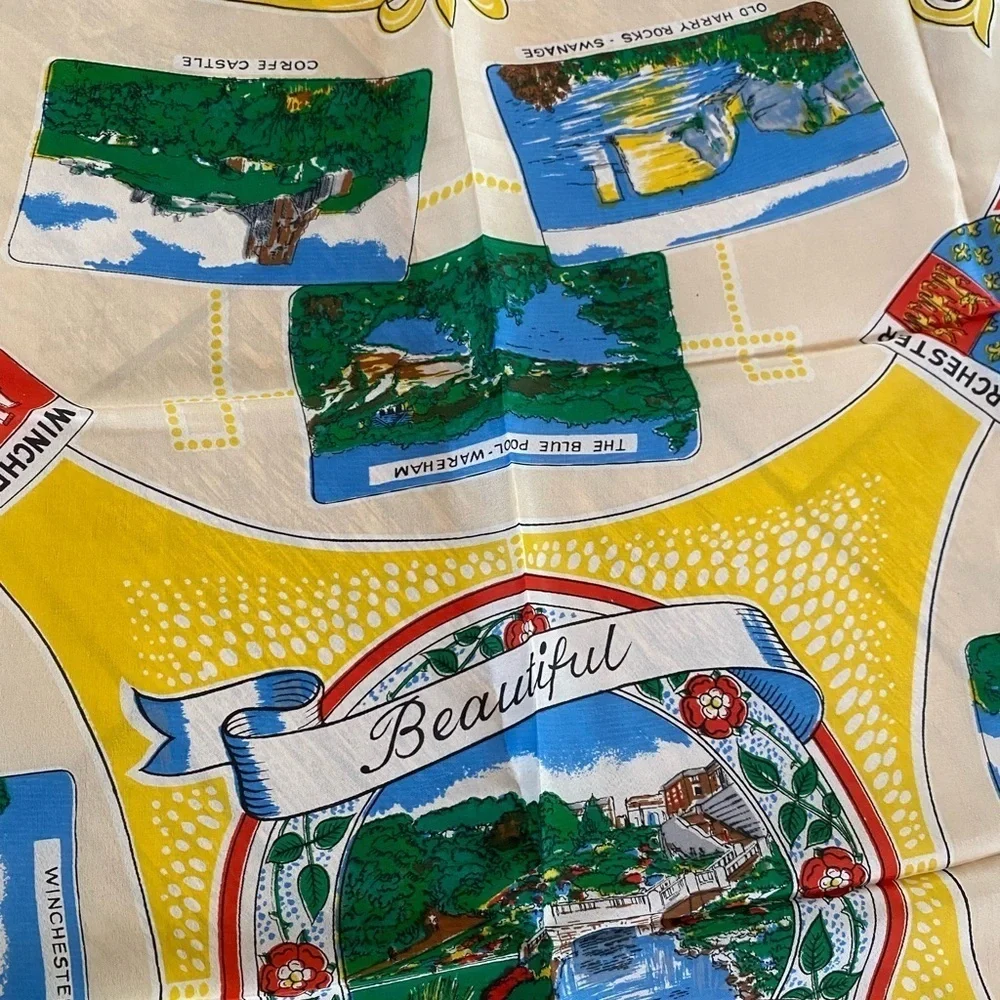 Vintage Beautiful Bournemouth United Kingdom Travel Souvenir Silk Scarf